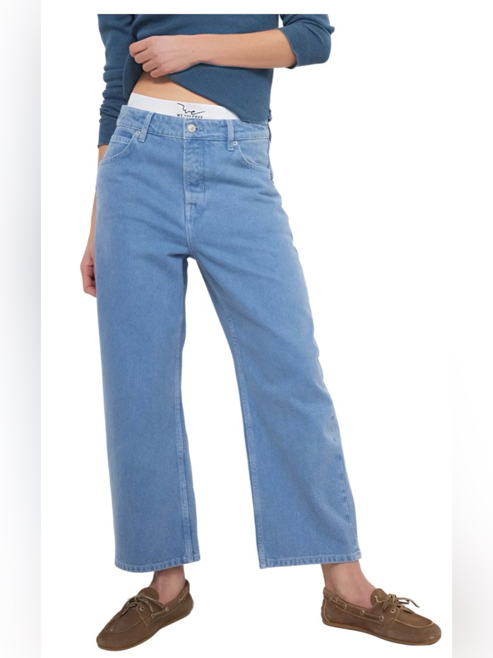 FREE PEOPLE WE THE FREE OCEAN DEEP TRANCE DROPPED BARREL BOYFRIEND JEANS 24